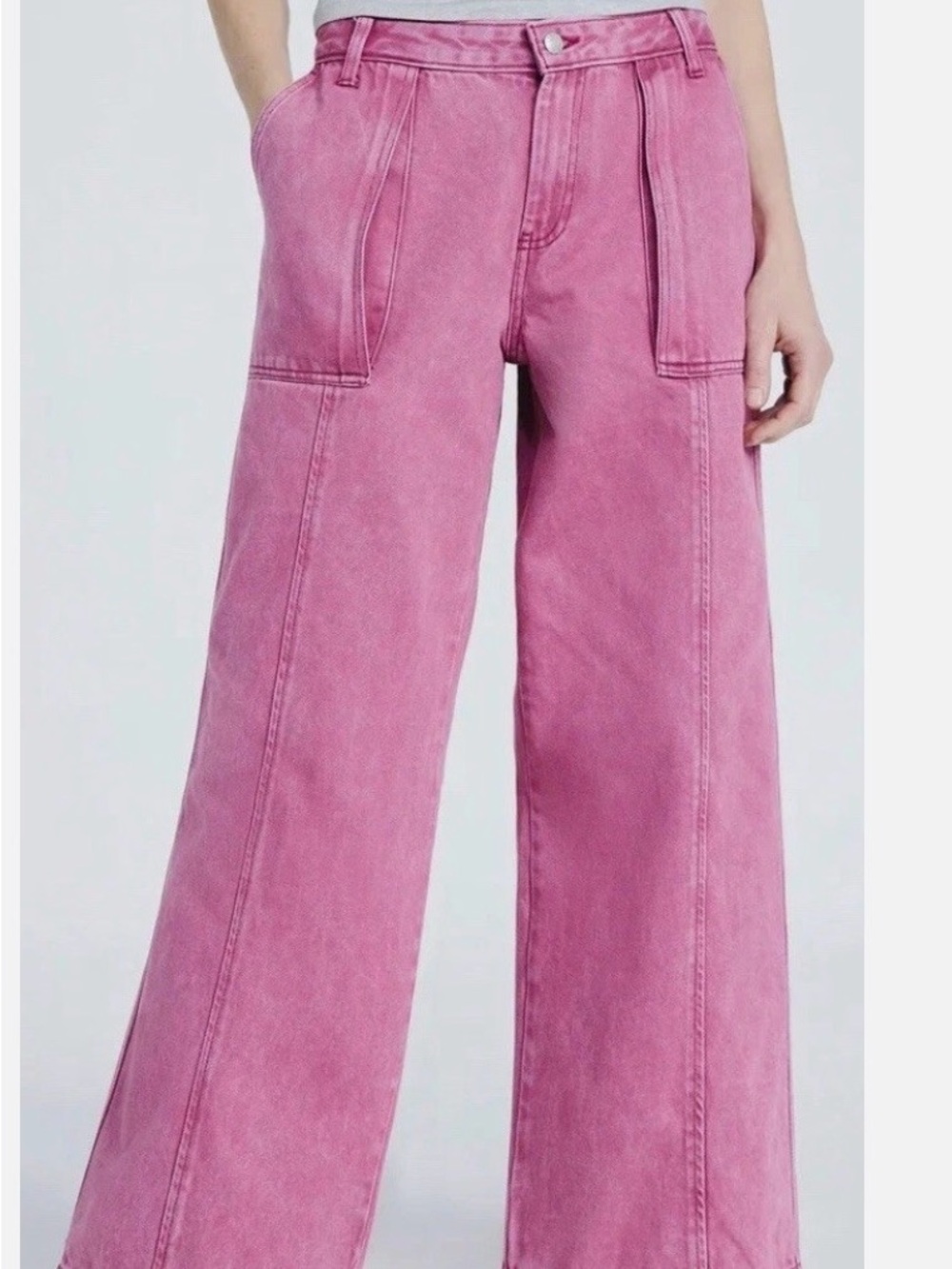 Wide-Leg Pink Utility Pants